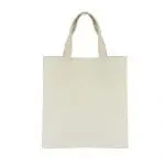 Promotional shopper bag with short handles in white with printed logo