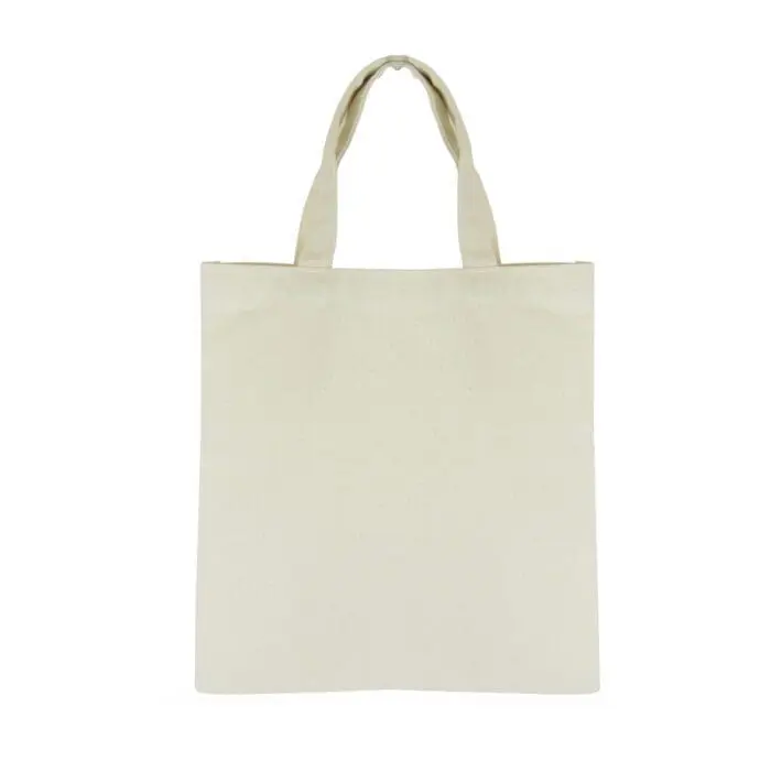 Promotional shopper bag with short handles in white with printed logo