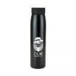 Promotional double walled metal bottle in black with printed logo