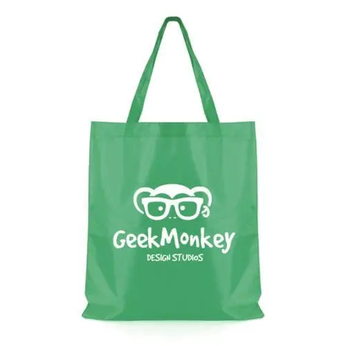 Promotional Morgan shopper bag in green with printed logo