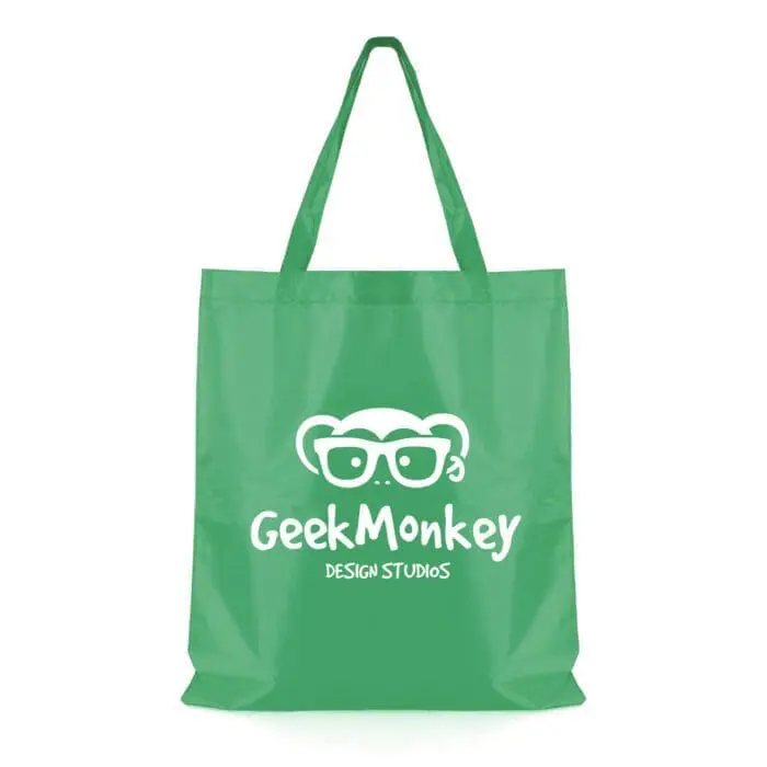 Promotional Morgan shopper bag in green with printed logo