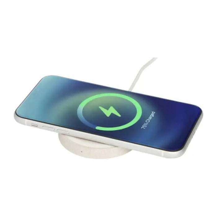 Branded wheat straw wireless charging pad for Smartphone with printed logo