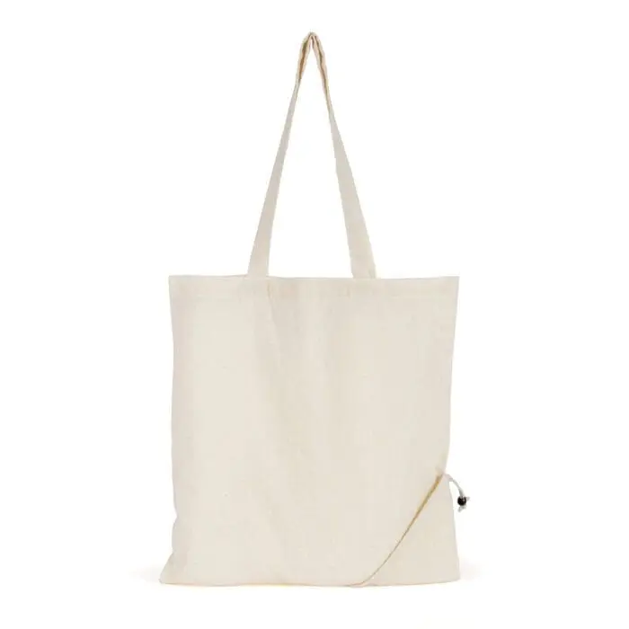 Promotional natural cotton foldable shopper bag with printed logo