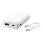 Promotional white high density power bank with cable and printed logo