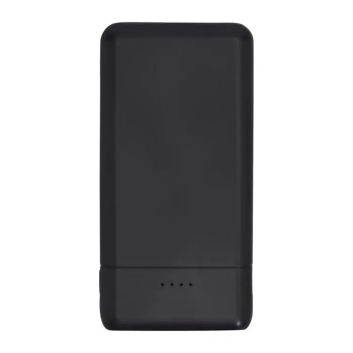 Custom-branded black plastic high density power bank with printed logo