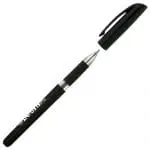 Promotional office gel roller pen in black with removable cap and printed logo