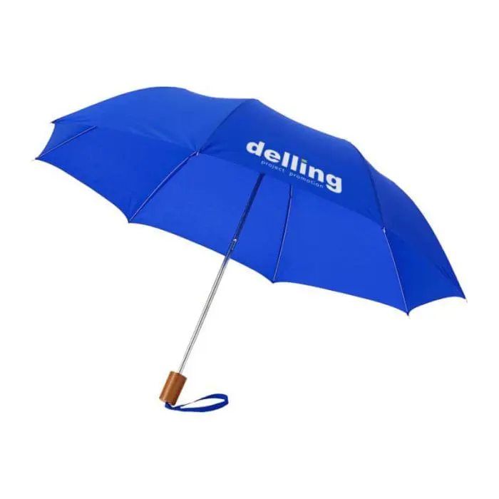 Printed Budget Folding Umbrella in royal blue with printed logo