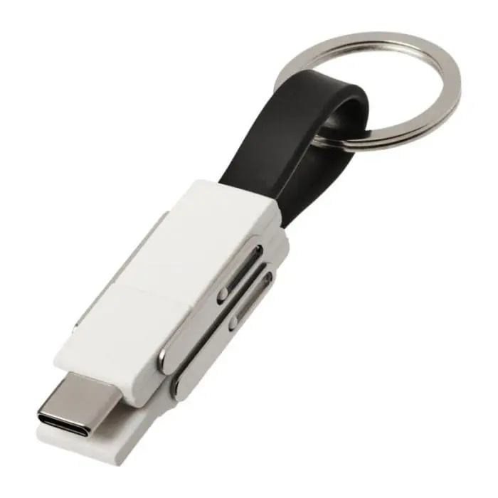 Branded One 4-in-1 Charging Cable with keyring and printed logo