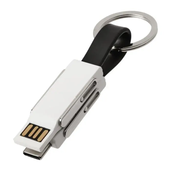 Branded One 4-in-1 Charging Cable with keyring and printed logo