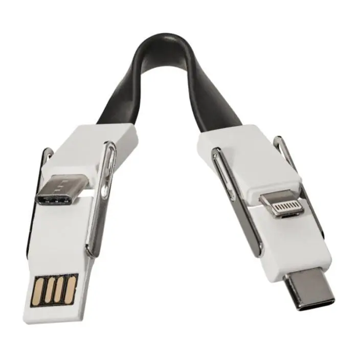 Branded One 4-in-1 Charging Cable with keyring and printed logo