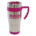 Branded Oregon Travel Mug 450ml with Pink Trim