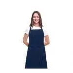 Branded Orissa GOTS Organic Cotton Apron in Navy Blue being worn