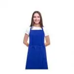 Branded Orissa GOTS Organic Cotton Apron in Blue being worn