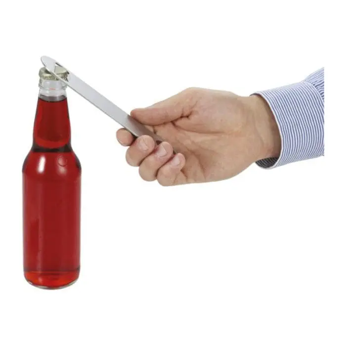 Branded Paddle Bottle Opener opening a bottle