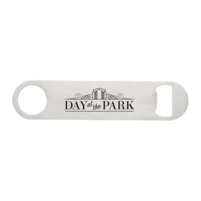 Branded Paddle Bottle Opener in Silver with Logo