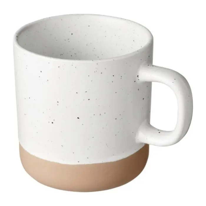 Branded Pascal Ceramic Mug 360ml with a speckled finish in White