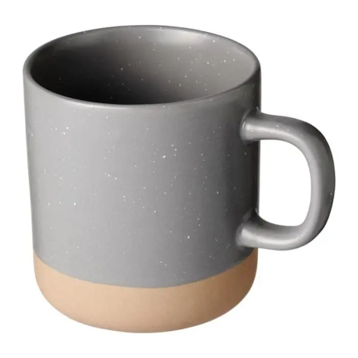 Branded Pascal Ceramic Mug 360ml with a speckled finish in Grey