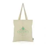 Promotional GRS cotton shopper bag in natural with printed logo