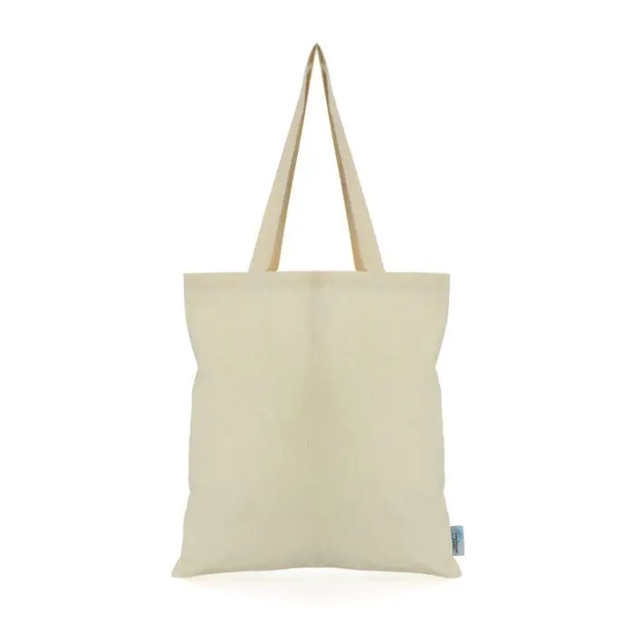 Promotional GRS cotton shopper bag in natural with printed logo