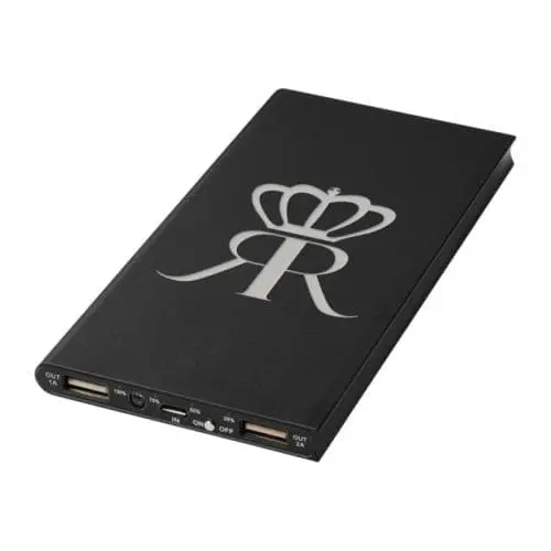 Promotional black aluminium powerbank with printed logo