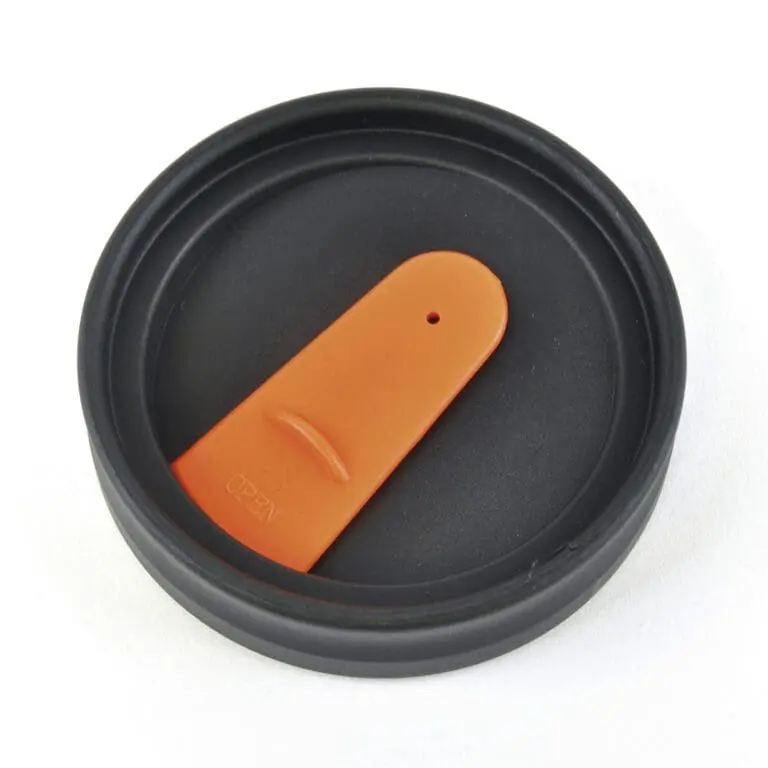 Promotional lid of Polo insulated travel mug 400ml in black and orange