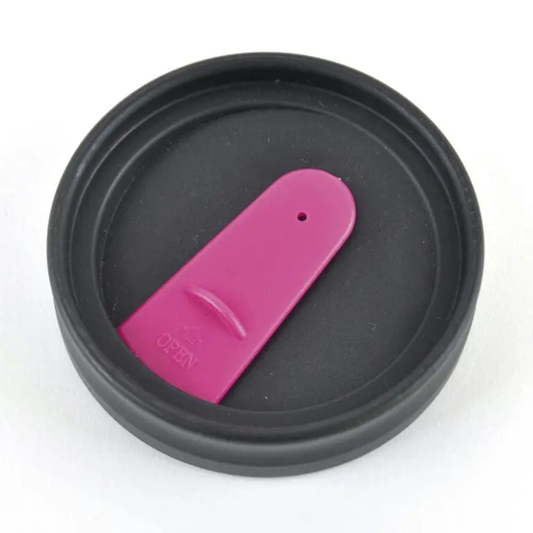 Promotional lid of Polo insulated travel mug 400ml in black and pink