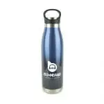 Branded metal bottle in blue with printed logo