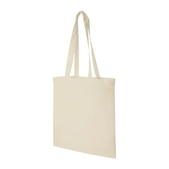 Custom-branded Cotton Shopper Tote Bags with handles in natural with printed logo