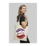 Promotional Cotton Shopper Tote Bags with handles in natural with printed logo