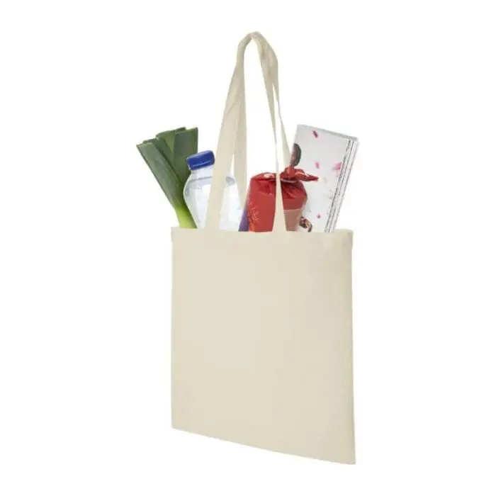 Printed Cotton Shopper Tote Bags in natural with printed logo