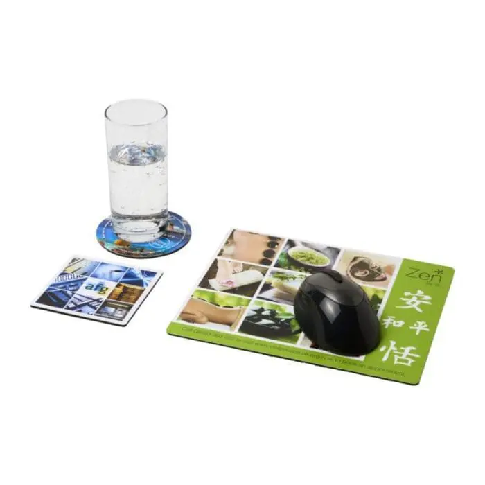 Branded Q-Mat Mouse Mat & Coaster Set Combo 1 printed with your design or logo