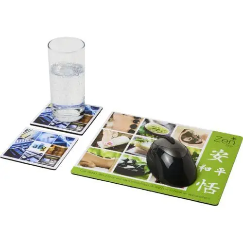 Printed Q-Mat Mouse Mat & Coaster Set Combo 3 printed with your design or logo