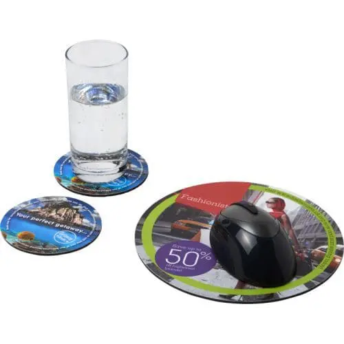 Printed Q-Mat Mouse Mat & Coaster Set Combo 5 printed with your design or logo