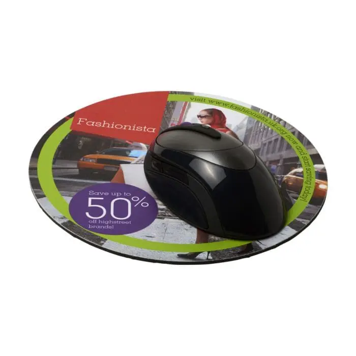 Printed Q-Mat Round Mouse Mat with printed logo or design