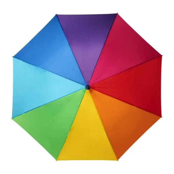 Promotional Rainbow Auto Open windproof umbrella with printed logo top view