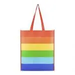 Promotional Rainbow shopper bag in rainbow colours with printed logo