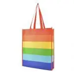 Branded Rainbow shopper bag in rainbow colours with printed logo