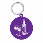 Branded recycled 45mm circle keyring in purple with printed logo or design