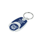 Promotional recycled pop coin trolley keyring with printed logo