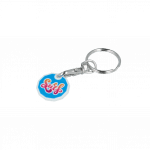 Promotional recycled trolley coin keyring with printed logo