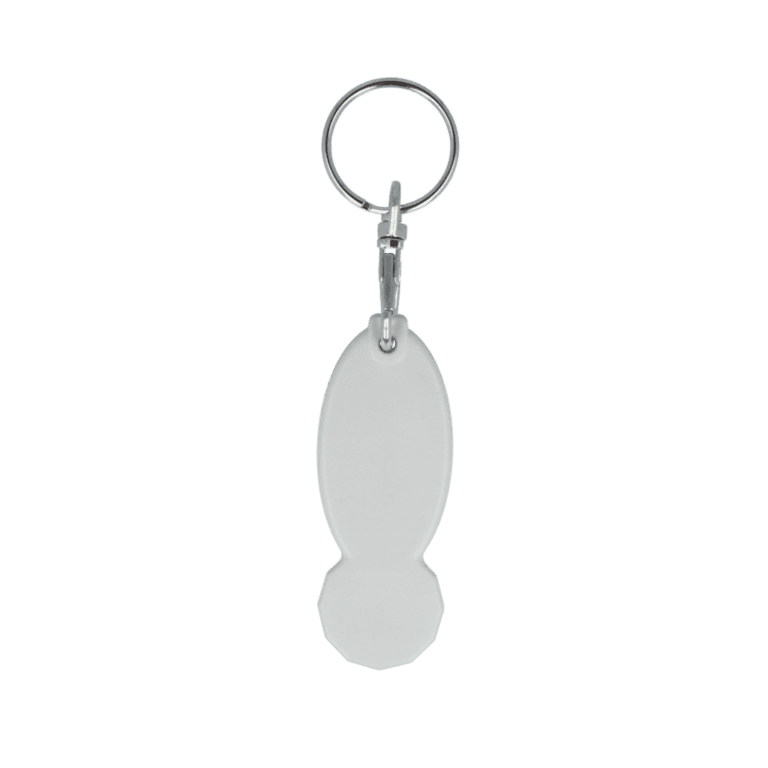 Promotional recycled oval trolley stick keyring with printed logo