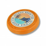 Branded recycled turbo pro frisbee in orange with printed design or logo