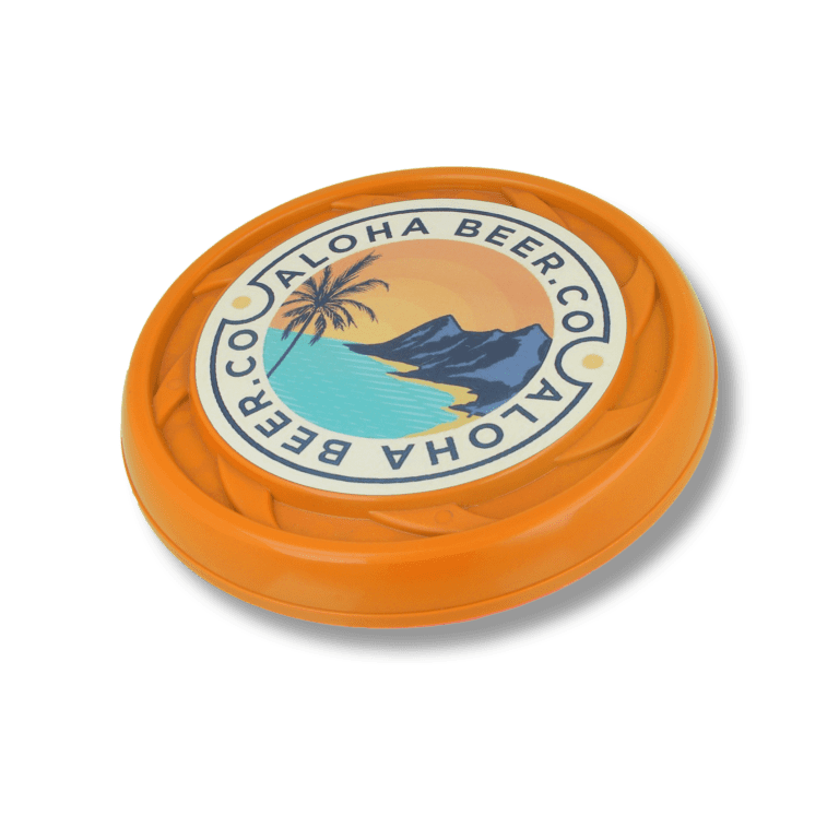 Branded recycled turbo pro frisbee in orange with printed design or logo