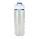 Branded Renzo 750ml Bottle with Coloured Flip Top and a clear body with Blue Trim