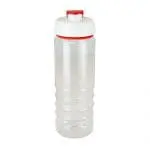 Branded Renzo 750ml Bottle with Coloured Flip Top and a clear body with Red Trim