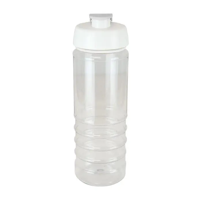 Branded Renzo 750ml Bottle with Coloured Flip Top and a clear body with White Trim