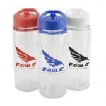 Branded Riley 550ml Sports Bottle with Sipper and Straw and a clear body colour range