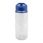 Branded Riley 550ml Sports Bottle with Sipper and Straw and a clear body with Blue Lid