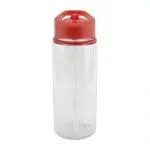 Branded Riley 550ml Sports Bottle with Sipper and Straw and a clear body with Red Lid