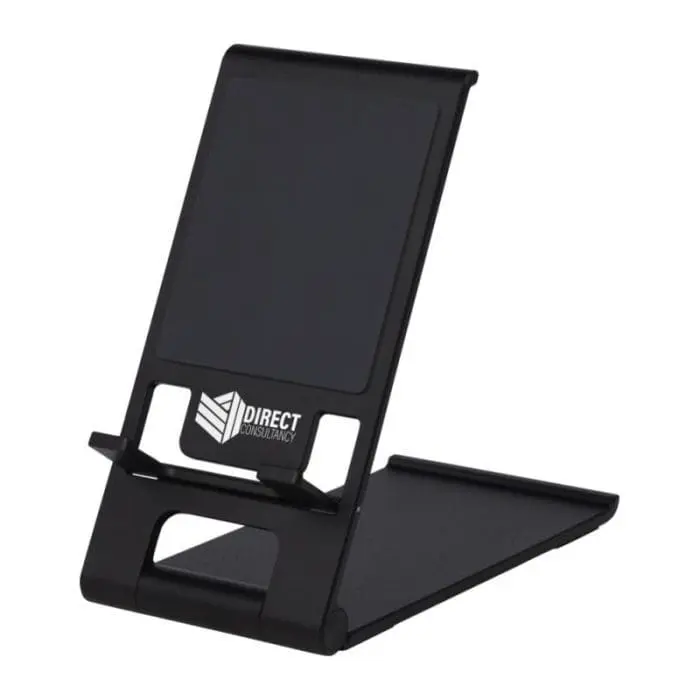 Printed Rise Slim Aluminium Phone Stand in black with printed logo or design